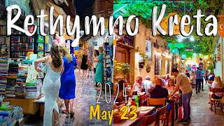 Rethymno Kreta walking tour 4k amazing evening night vibes Greece 2024 [upl. by Philemol]