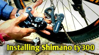 Derailleur installing Shimano ty300gear adjustment gearrepair gearcycle mtb cycleservice cycle [upl. by Pedaiah175]