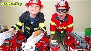 Cops and Robbers Pretend Play Firefighter and Police Costumes for Kids  JackJackPlays [upl. by Velasco]