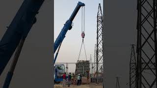 liebherr ltm 1100 mobile crane 50 ton transformer unloading liebherrcranes mobilcrane african [upl. by Ynoffit]