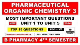 pharmaceutical organic chemistry 4th semester important questions  Carewell Pharma [upl. by Saxena]