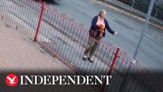 CCTV shows moment woman swears at cyclist before shes struck and killed by car [upl. by Nahallac271]