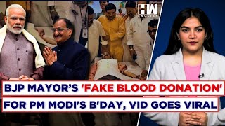 Watch BJP Mayor Vinod Agarwal Fakes Blood Donation On PM Modis Bday Celebration  Moradabad [upl. by Aiset]