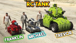 GTA 5  MAIN CHARACTERS GOT RC TANK FRANKLIN VS MICHAEL VS TREVOR [upl. by Ria515]