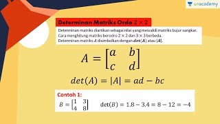 Determinan dan Invers Matriks Ordo 2 Matematika  SBMPTN UN SMA [upl. by Leamaj262]