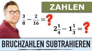 Bruchzahlen Subtrahieren  Subtraktion Von Bruchzahlen  gemeinsamer Nenner  Kürzen [upl. by Ekard]