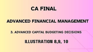 Illustration 8 9 and 10  Advanced Capital Budgeting  CA Final [upl. by Aseyt]