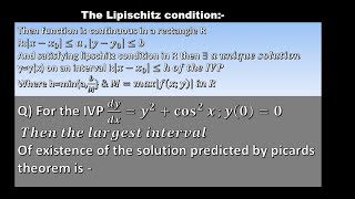 The Lipschitz condition Existence and uniqueness initial value problem ordinary differential [upl. by Laurentia]