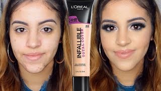 Review amp Demo  LOreal Infallible Total Cover Foundation Combination Skin [upl. by Nevsa]