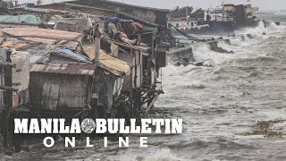 Strong winds and rough waves slam houses in Tondo Manila [upl. by Aettam]