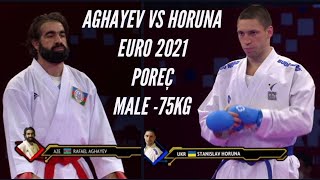 Raphael Aghayev AZE vs Stanislav Horuna UKR Final European Karate Championships 75kg Poreç 2021 [upl. by Ahsinroc]