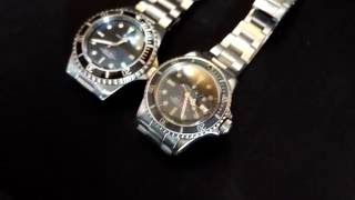 Rolex Submariner 1973 RED MK IV ref 1680 vs Steinhart Ocean One OVR1 Vintage RED side to side [upl. by Yorick368]