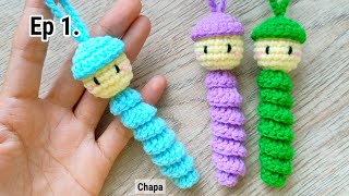 Ep1 Body 💙 Crochet Worry Worm Keychain Tutorial step by step crochet crochettutorial [upl. by Irved918]