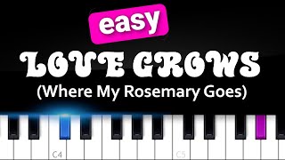 Love Grows Where My Rosemary Goes by Edison Lighthouse EASY slow PIANO TUTORIAL [upl. by Esorrebma]