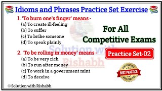 Most Important Idioms and Phrases  Idioms and Phrases for all competitive exams  Practice Set02 [upl. by Okimat283]