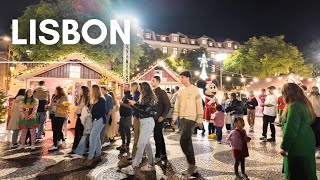 A November Afternoon on a Crowded Christmas Market in Lisbon PORTUGAL [upl. by Keverne485]