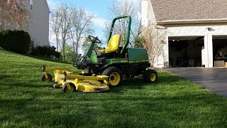 John Deere F1145 Mowing a new yard [upl. by Danette475]