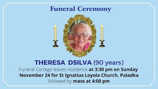 Funeral Ceremony Of THERESA DSILVA 90 years St Ignatius Loyola Church Paladka [upl. by Leibman]