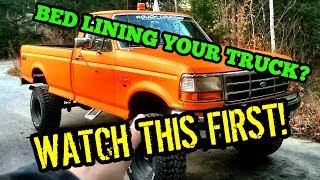 SHOULD YOU BED LINE YOUR TRUCK Using Bed liner as paint 9quot LIFTED FORD OBS [upl. by Elkraps]