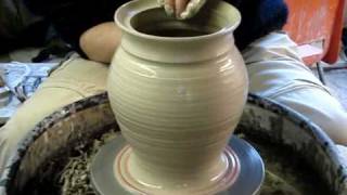 Making a clay pottery storage jar with lid on a potters wheel demo ingleton pottery how to [upl. by Charleen122]