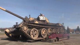 russian T55 tank crushing car [upl. by Adnovaj444]