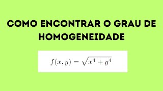 como encontrar o grau de homogeneidade de uma função homogênea [upl. by Ahseina]