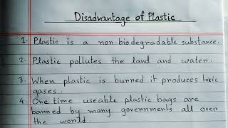 10 lines essay on Disadvantage of Plastic  Disadvantage of Plastic essay in English [upl. by Macomber]