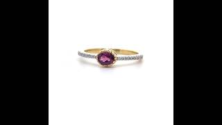 Oval Rhodolite Garnet amp Pavé Diamond Ring in Yellow Gold [upl. by Ynaffital]