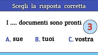 Italian quiz 289Italiano per stranierilevel A2gli aggettivi possessivi [upl. by Tichon641]