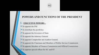 Indian Constitution  Powers and functions of President [upl. by Cosetta776]