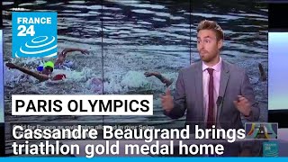 Paris Olympics Triathlon champion Cassandre Beaugrand brings gold medal home • FRANCE 24 [upl. by Ahsiram741]