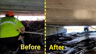 Unclogging Bridge To Drain Huge Road Flood Beaver Dam Removal [upl. by Rennob]