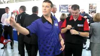 WES NEWTON AND COLIN OSBORNE FROM PDC LAUNCH STOCKPORT COLLEGE DARTS ACADEMY [upl. by Hayyifas]