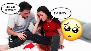 PERIOD PRANK ON BOYFRIEND CUTE REACTION [upl. by Ahsiak]