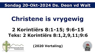 Erediens 20Oktober2024 Ds Deon van der Walt [upl. by Aerdied]