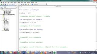 VBA  VariablesDeclaring and Assigning Values [upl. by Favrot]