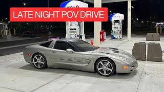 Straight Pipe Corvette Disrupts Downtown  Late Night POV Drive C5 Corvette [upl. by Rialcnis262]