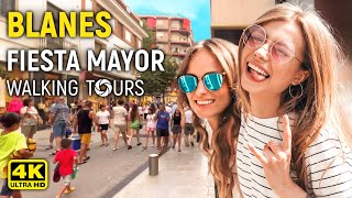 4K Blanes Catalonia Spain Fiesta Mayor Walking Tour • July 2022 [upl. by Shetrit575]