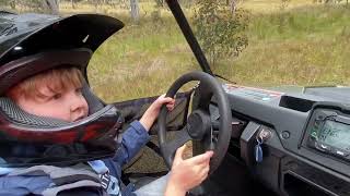 Tommy learns to drive the Polaris Ranger 150 [upl. by Dewie]