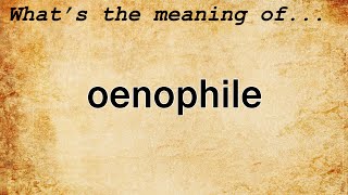 Oenophile Meaning  Definition of Oenophile [upl. by Emmie]