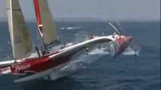 Wakeboarding behind Yvan Bourgnon 60 feet Trimaran  №2 [upl. by Aitas123]