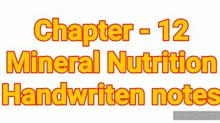 Mineral Nutrition chapter 12 class 11th biology handwritten notes pdf [upl. by Huberty]