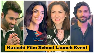 Hania Amir  Ahad Raza Mir  Sanam Saeed Humayun Saeed Maryam Nafees at Karachi Film School Launch [upl. by Ulphiah]