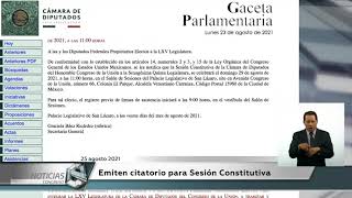 Emiten citatorio para Sesión Constitutiva [upl. by Scrogan839]