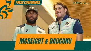 Fraser McReight and Filipo Daugunu  Press Conference  Wallabies [upl. by Lauzon]