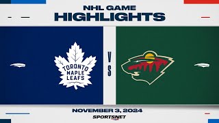 NHL Highlights  Maple Leafs vs Wild  November 3 2024 [upl. by Casia]