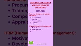 Personnel Management vs Human Resource Management hrmshorts [upl. by Combes908]