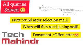 Next process in tech mahindra after selection mail  Tech mahindra interview result [upl. by Herminia]