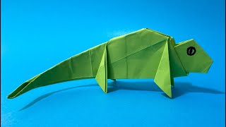 Eidechse Chamäleon Basteln  Wie man eine Papiereidechse faltet  Origami Tiere [upl. by Argent]