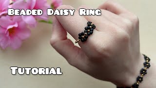 Beaded Daisy Ring Tutorial [upl. by Kristi]